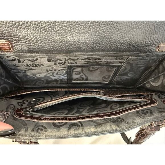 Brighton Black Pebble Leather Multi Compartment Shoulder Handbag Purse - Picture 12 of 12